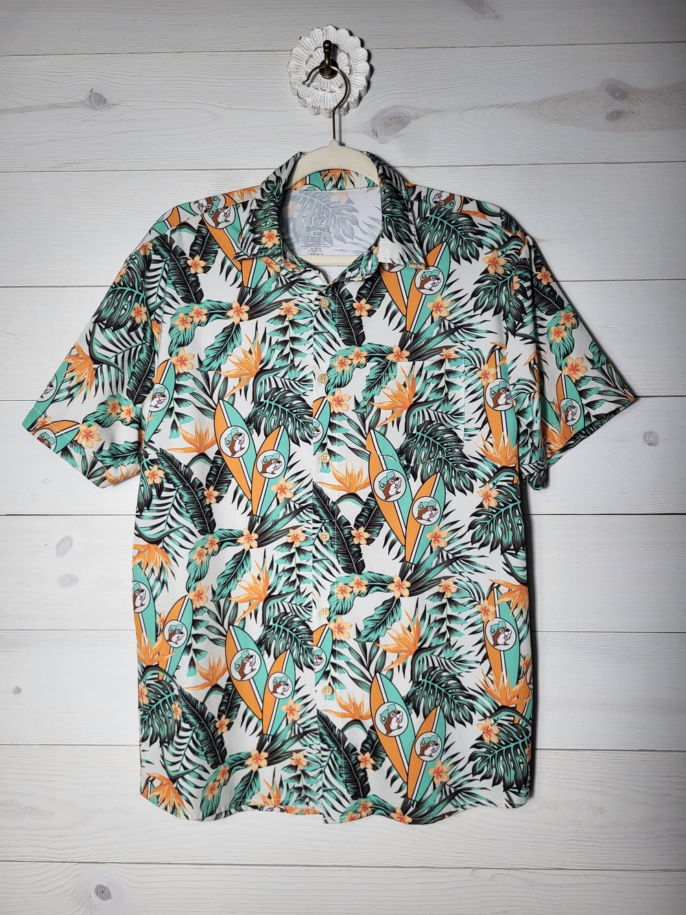 BUC-EE'S Shirt Tropical Hawaiian Button Down Summer Vacation.